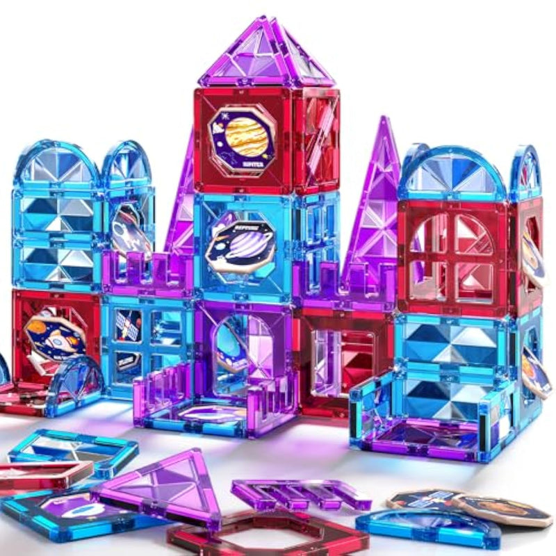 80 Pcs Magnetism Blocks Tiles For Kids Ages 3 4 5 6 7 8+, Building Set For Toddlers 3-5 4-8, Stacking Blocks, Educational Construction Toy For Boys And Girls, Creative Play Birthday Gifts 2-4