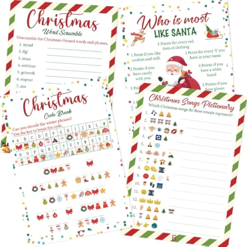 51Pc Christmas Trivia Cards -Xmas Festival Guessing Activity For Adults Coworkers Family Winter Holiday Party Events Christmas Party Supplies New Year'S Decorations
