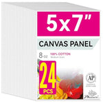 24 Pack 5 x 7 Inch Canvas Panels, 8 oz Triple-Primed 100% Cotton Boards