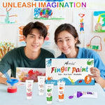 8PCS Washable Finger Paint Set for Kids and Adults - Non-Toxic Art Supplies