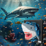Wall Art Shark Building Blocks Set; A Wall Decor Set For Adults Who Love Creative Hobbies(2166 Pieces) Toys Gifts For Kid And Adult