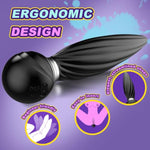 Spiral Small Size For Beginner 7 Vibrating 7 Head Rotating Remote Prostate Massager Anal Butt Plug Black