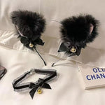 Anal Butt Plug Tail Set With Tail Set, Fox Cat Tail Butt Plug Cat Ears Headband Nipple Clamps Sex Chokers For Woman Bdsm Choker Sex Toy For Couple Woman (Black)