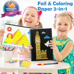 Foil Art Craft Kit for Kids, Sparkly DIY Stamping Activity Set for Boys & Girls