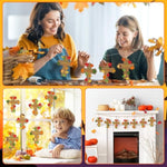 24 Set Fall Cross Craft Kits, DIY Christian Thanksgiving Ornaments for Kids
