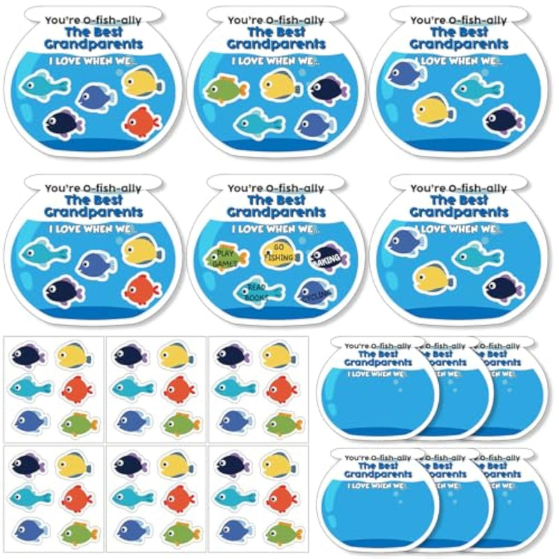 30 Pcs Grandparents Day Fishbowl Card Craft Kit with Stickers