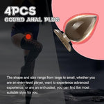 Kc2-4 Piece Anal Plugs Set Gourd Shape Beginner Friendly Perfect for Comfortable Exploration Silicone Buttplug Anal Toys Sexual Stimulation Device for Women Female and Men Anal Accessories