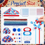 36 Set 4th of July Patriotic Star Ornament Craft Kit with Pom Poms & Foam Stickers