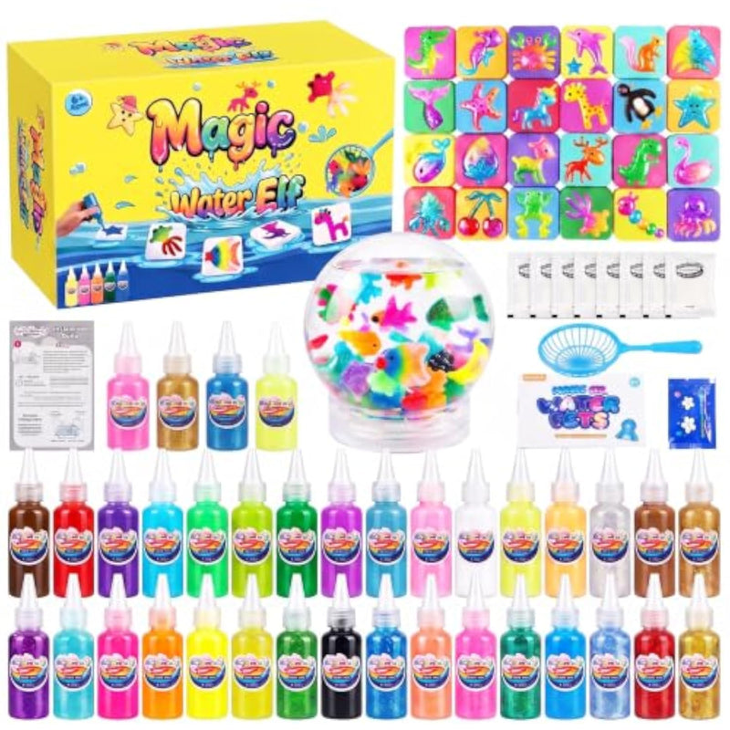 Magic Water Elf Kit for Kids with 36 Gel Colors, 24 Molds & 10 Powder Packs