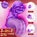 Vibrator Adult Sex Toys For Women - 4 In 1 Tongue Thrusting Vibrators Dildo Rose Sex Toys With 10 Licking Clitoral & 10 Vibration Mode, Sucking Clit Stimulator Pleasure Tools For Female Couples Games