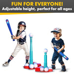 T Ball Stand For Toddlers 3-5, 5-8 - Baseball Set Includes 6 Balls, Adjustable Batting Tee, And Storage Net