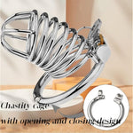 Ventilated Male Sex Toys Chastity Cage With 50Mm Opening And Closing Rings Stainless Steel Chasity Device Sm Cock Cage For Men Penis Bondage & Restraint (Snake Cage)