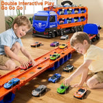 Kids Catapult Railcar Toys : Toy Truck For 3 4 5 6 Years Old Kids Boys | 78-Inch Race Track Transport Vehicle & 12 Die-Cast Metal Toy Cars | Toddler Truck Car Toys Set Gifts For Age 3-12 Years Old Kid