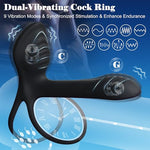 Vibrating Cock Ring for Couples, APP Long Distance Controlled Dual Motor Penis Ring for Men, G Spot & Clitoral Stimulation for Women, Silicone Couple Adult Toy for Bedroom Play (Black)