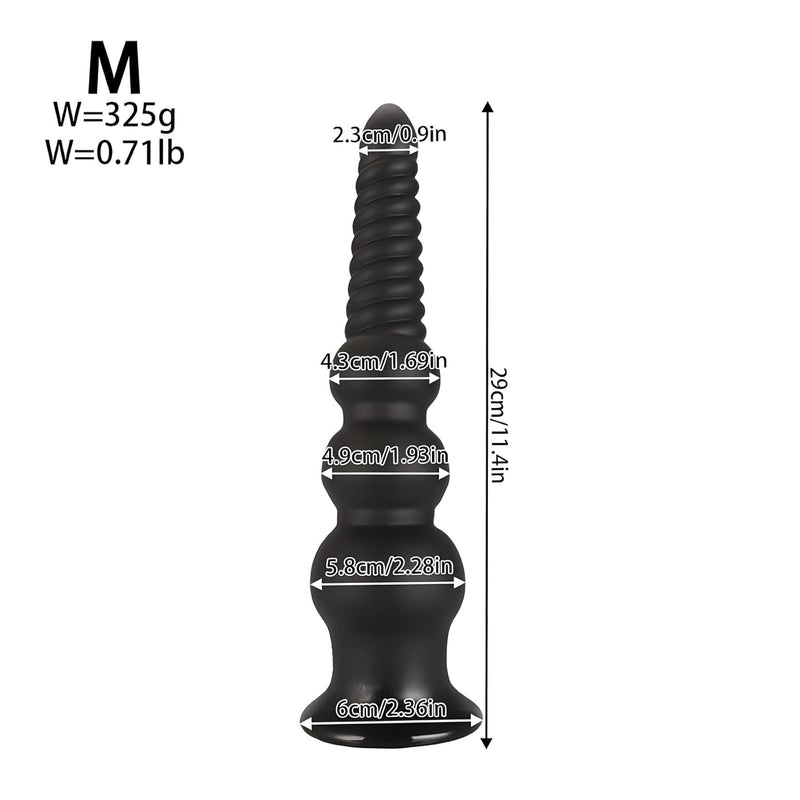 Long Anal Beads Butt Plug With Bottom Suction Cup, Soft Flexible G-Spot Prostate Massager Adult Sex Toys For Men And Women Premium Anal Trainer (Black, M)