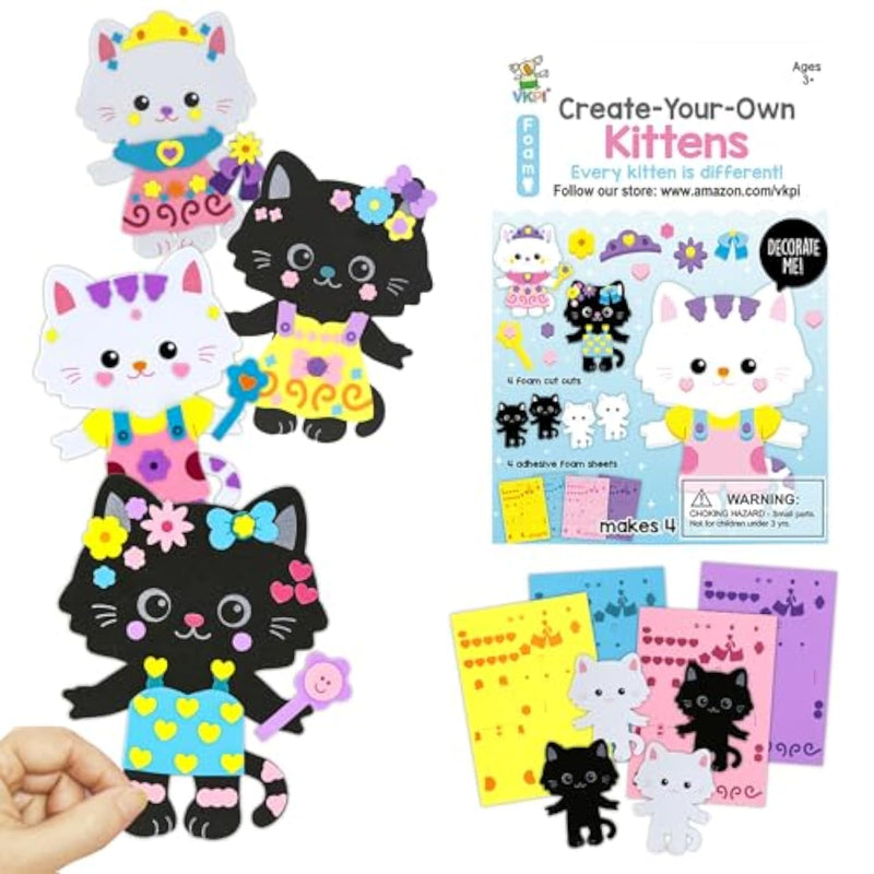 4 Pcs Cat Foam Art Craft Kits for Kids Ages 4+, Preschool Party Favor Activity