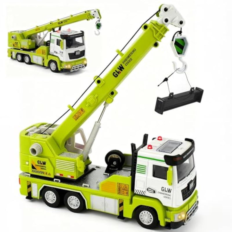Dump Truck Toy For Boys-1:40 Simulation Model, Educational Construction Toys With Realistic Lights & Sounds, Perfect Christmas Birthday Gifts For Kid Ages 3 4 5 6 7 8 Years Old (Crane Truck)