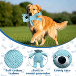 Double-Layer Durable Plush Bear Dog Toy With Squeaker + Crinkle Paper, Interactive & Chew-Resistant, Light Blue, Suitable For Puppies, Small, Medium & Large Dogs, Indoor & Outdoor Use