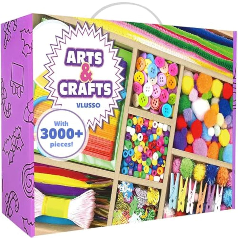 3000 Pcs Arts & Crafts Supplies Kit for Kids with Pipe Cleaners & DIY Materials