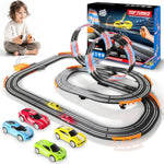 Slot Car Race Track Sets With 4 Slot Cars, Led 360°Dual Race Circular Overpass Track, Battery Or Electric Car Race Tracks, Birthday Toys For Boys Kids Age 4-7 8-13