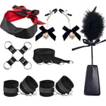 8Pcs Bdsm Bondage Bed Restraints Kit, Adjustable Sex Straps Set With Handcuffs, Ankle Cuffs, Blindfold, Tickler & Nipple Clamps For Adult Couples & Women (Black)
