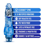 Fantasy Vibe Adult Sex Toy - 8.5 Inch Long Realistic Ipx7 Waterproof Vibrating Dildo - Soft Lifelike G Spot Clitoral Stimulator - Multi Speed - Women Men & Unisex - Clear Blue