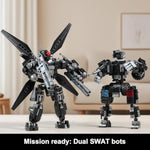 Swat Police Mech Building Sets Compatible With Lego, Transforming Police Truck & Helicopter To Mech Robots, Stem Toy Gift For Kids, Boys & Girls Ages 6-12 Years Old