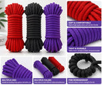 BDSM Rope Set, Sex Bondage Rope, Soft Soft Cotton, BDSM Beginner Set, Black, Red, and Purple Adult Sex Toys, Suitable for Couples.