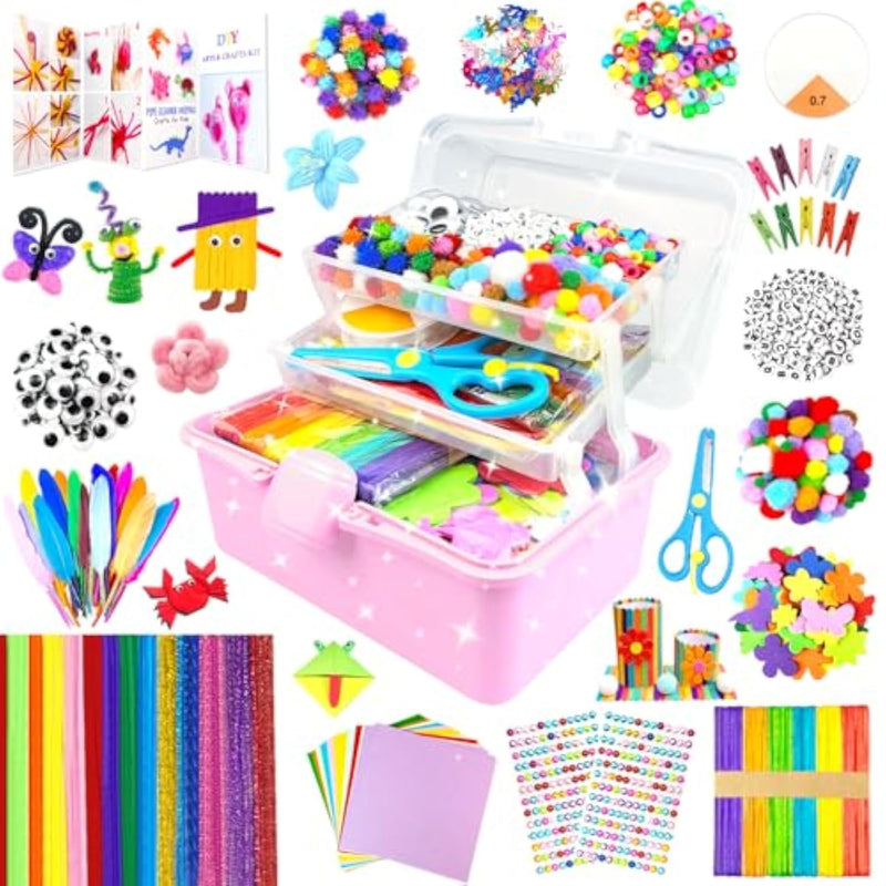 3000+ Pcs Arts & Crafts Supplies Kit for Kids Ages 4-12, Pink