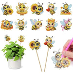 10 Pcs Bees Diamond Painting Kits for Garden Decor, Adult Crafts, Flag Stakes Diamond Art Kits