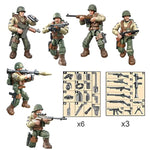 6 Pcs Mini Wwii Soldier Military Action Figures, Army Model Building Block Toys With Multiple Military Weapons Accessories,Party Favors Set For Kids (Us Army)