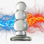 Glass Penis Pleasure Wand Anal Plug,Crystal Glass Anal Plug Transparent Anal Beads With Round Base G Spot Stimulation Massager Pleasure Wand Penis Masturbation Anal Sex Toys For Men Women(S)