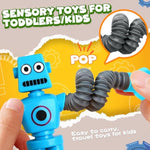 Christmas Stocking Stuffers Gift For Toddlers Kid Boy Grandkid Year Old Age 3 4 5 6 7 8, Robot Sensory Travel Toy 4Pcs Airplane Autism Pop Tube Suction Fidget Toy Autistic Easter Basket Valentines Day