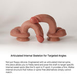 Poseable Internal Spine! Bendable 7-Inch (Insertable 6 Inch) Ultra-Realistic Dildo for Beginner: Non-Porous Silicone, with Strong Suction Cup - Penis Toy for Women, Gay, and Couples. No.100