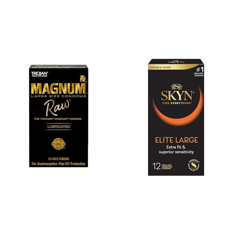 Magnum Raw Large Condoms 10 Count & Skyn Elite Non-Latex Large Condoms 12 Count