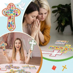 24 Sets Cross Mosaic Sticker Scenes Religious Cross Crafts Kits for Church or Home Activities