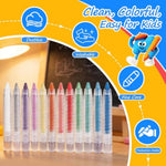 12 Color Dustless Chalk with Twist-Up Holders, Washable & Non-Toxic for Kids