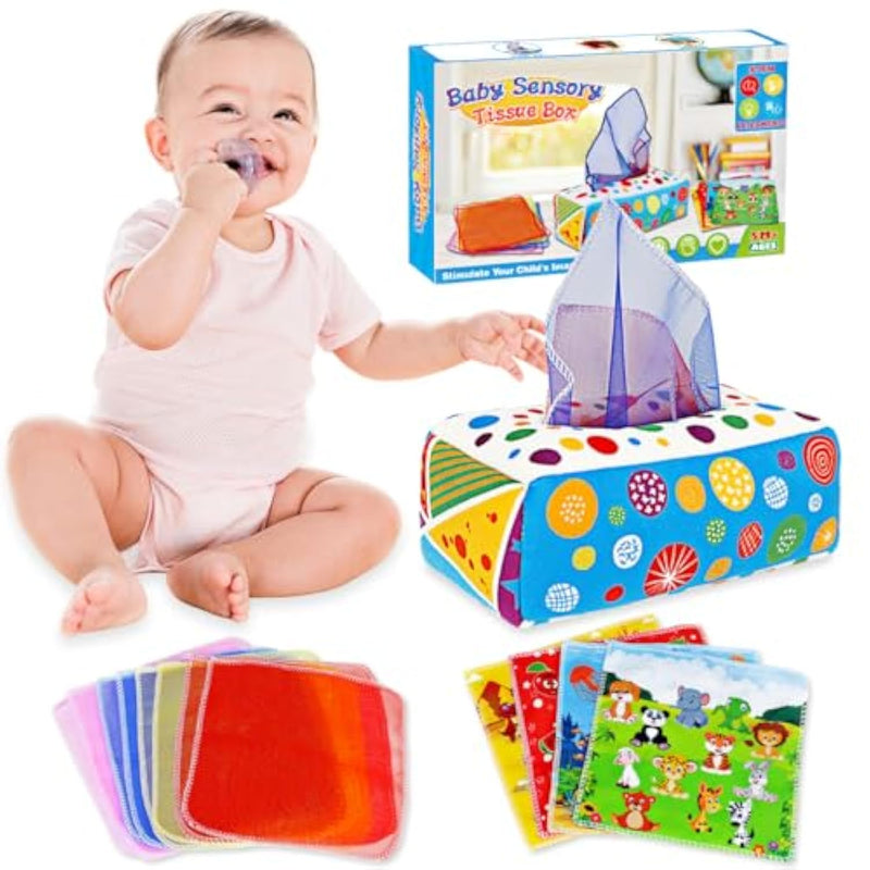 Baby Toys 6 To 12 Months - Baby Tissue Box Toys Montessori Toys For Babies 6-12 Months Soft Crinkle Infant Sensory Toys For 1 Year Old Early Learning Toys Baby Boys Girls Gifts