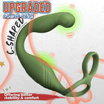 C-Shaped Prostate Massager with Dual Cock Rings & Remote Control for Couples