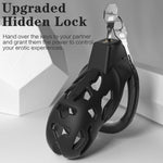 Male Chastity Cage with 5 Ring Sizes & Hidden Lock – Lightweight Restraint Device