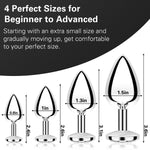 4PCS Jewel Anal Plug Set, G-Spot Training Kit for Beginners, Unisex (White)