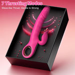 Thrusting Rabbit Vibrator with LCD Display – 7 Vibration & Thrust Modes, G-Spot & Clitoral Stimulator, Adult Sex Toy for Women & Couples (Rose)