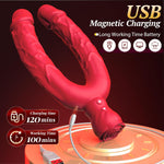 Double-Ended G-Spot Vibrator – 10 Modes, Strapless Dildo for Couples & Pegging Play