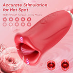 4-in-1 Rose G-Spot Vibrator for Women, 10 Tongue Licking & Finger Vibrations