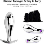 3PC Metal Anal Plug Set with Diamond Accents, Prostate Massager for Couples