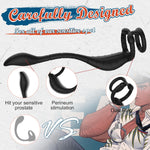 Remote-Control Prostate Massager with Dual Cock Ring & Vibrating Anal Plug for Men