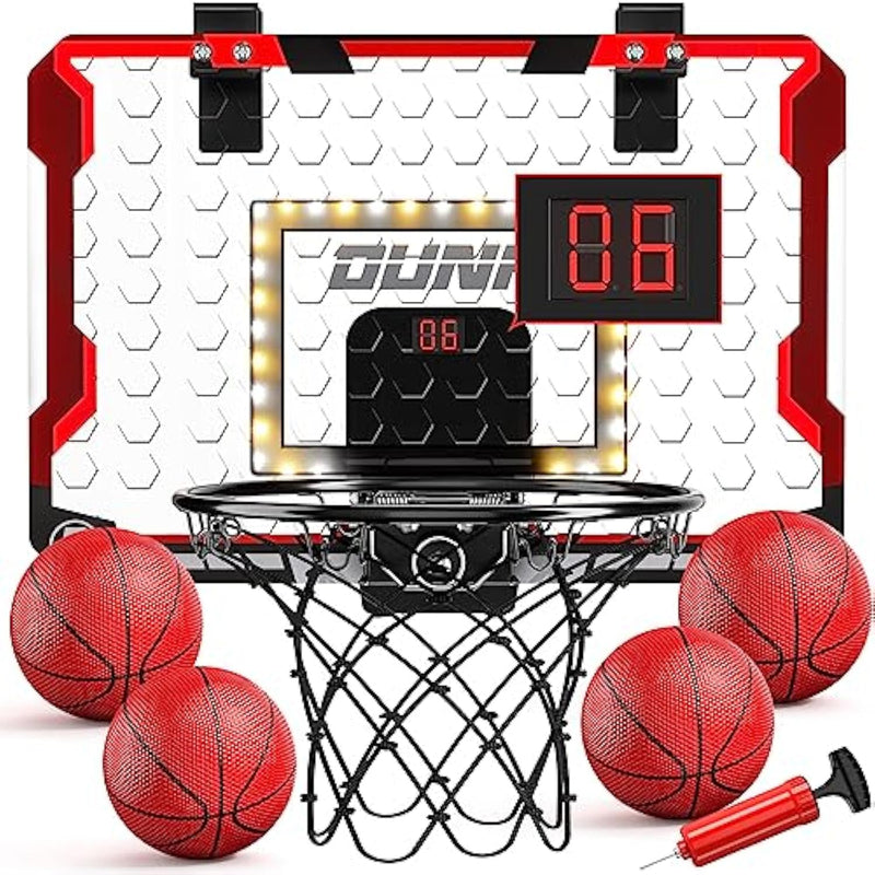 Indoor Basketball Hoop For Kids, Door Room Basketball Hoop,Mini Basketball Hoop With 4 Balls, Basketball Toys For 3 4 5 6 7 8 9 10 11 12 Year Old Boys