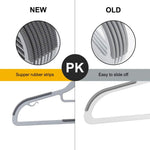 Plastic Clothes Hangers, Upgraded Rubber Stripe Non-Slip Coat Hangers,50 Pack Dry Wet Trousers Pants Hangers,Space Saving,heavyduty Gray