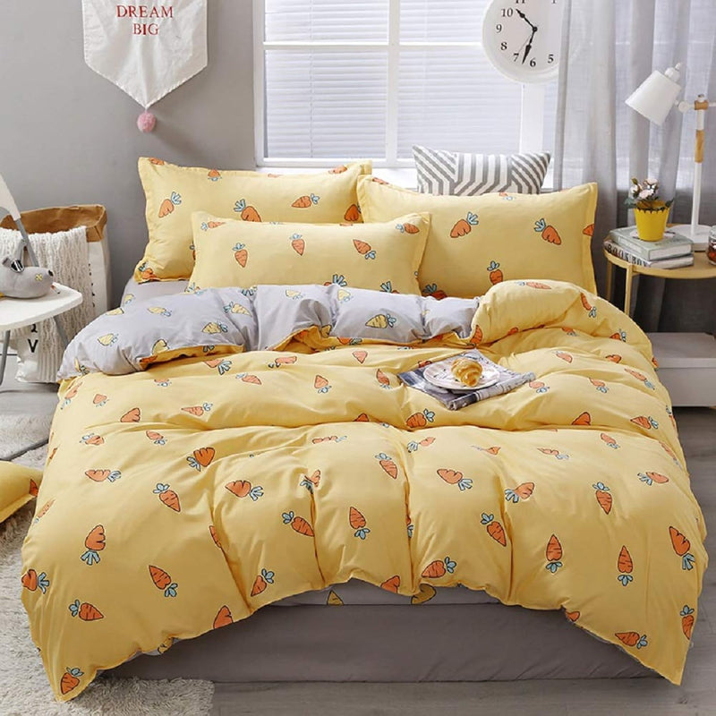 Carrot Duvet Cover Cute Cartoon Reversible Comforter Cover Set For Kids Girls