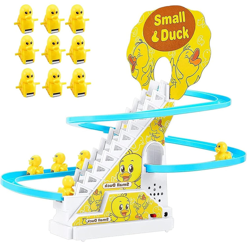 Small Ducks Climbing Toys,Electric Duck Climbing Stairs Tracks Slide Toy Se
